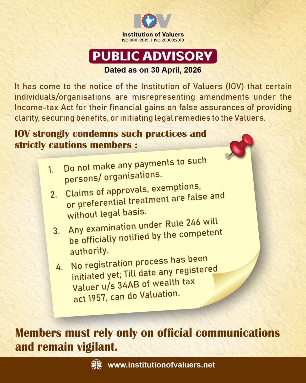 Public Advisory Update